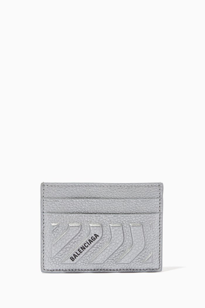 

Car Card Holder in Metallic Grained Calfskin, Silver