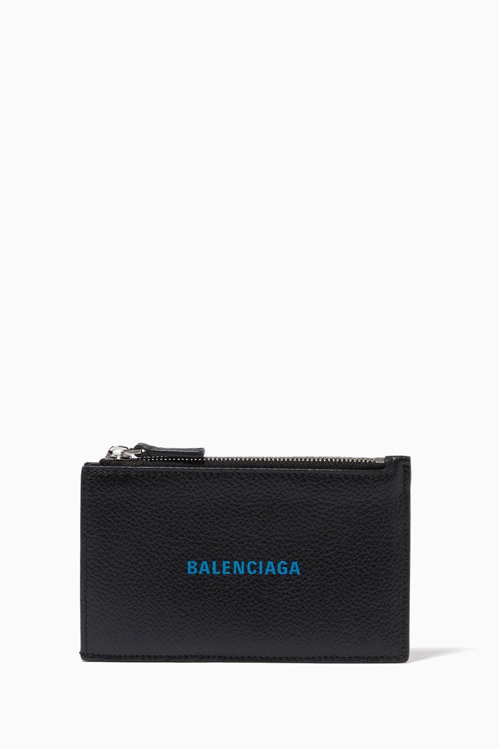 

Cash Long Coin & Card Holder in Grained Calfskin, Black