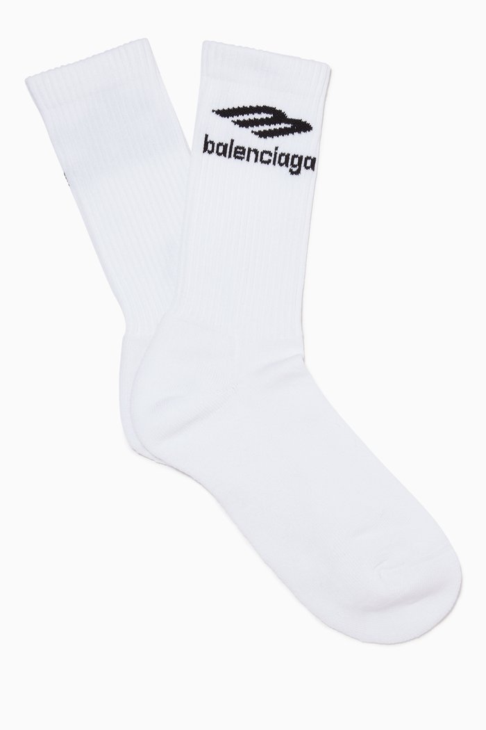 

3B Sports Icon Tennis Socks in Cotton Knit, White