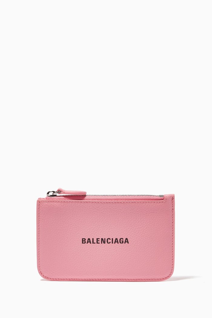 

Cash Large Long Coin & Card Holder in Grained Calfskin, Pink