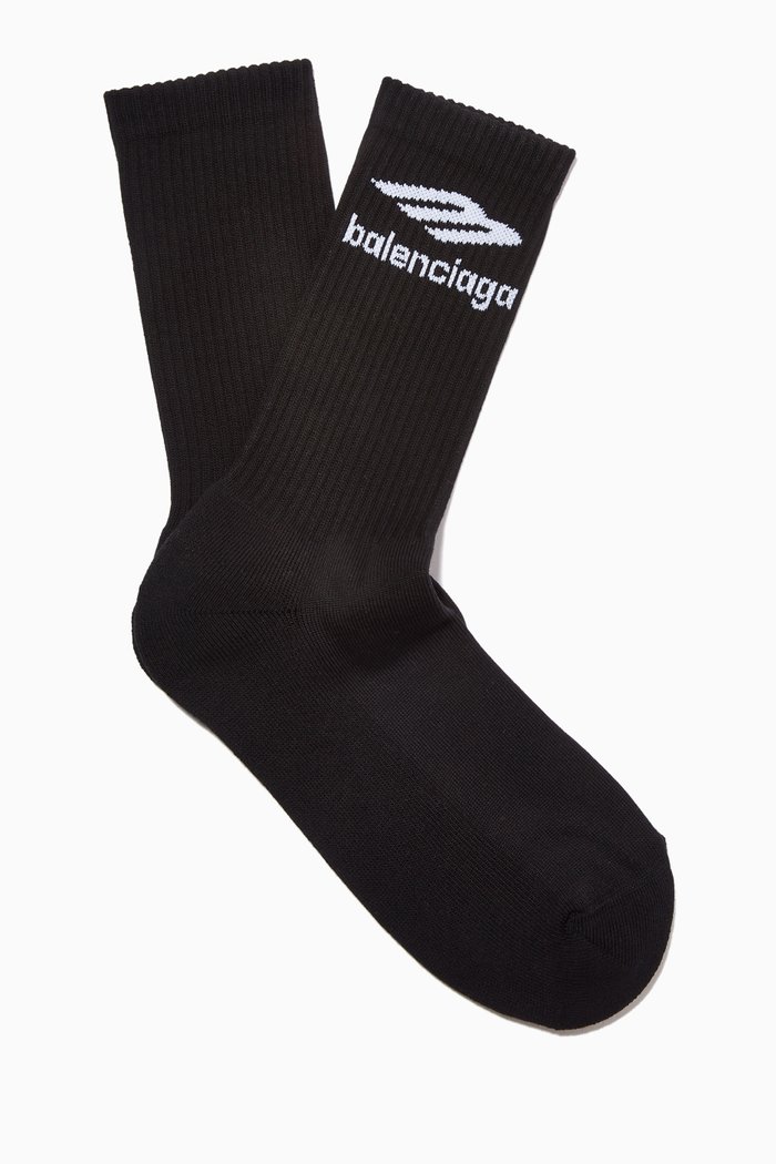 3B Sports Icon Tennis Socks in Cotton Knit, Black