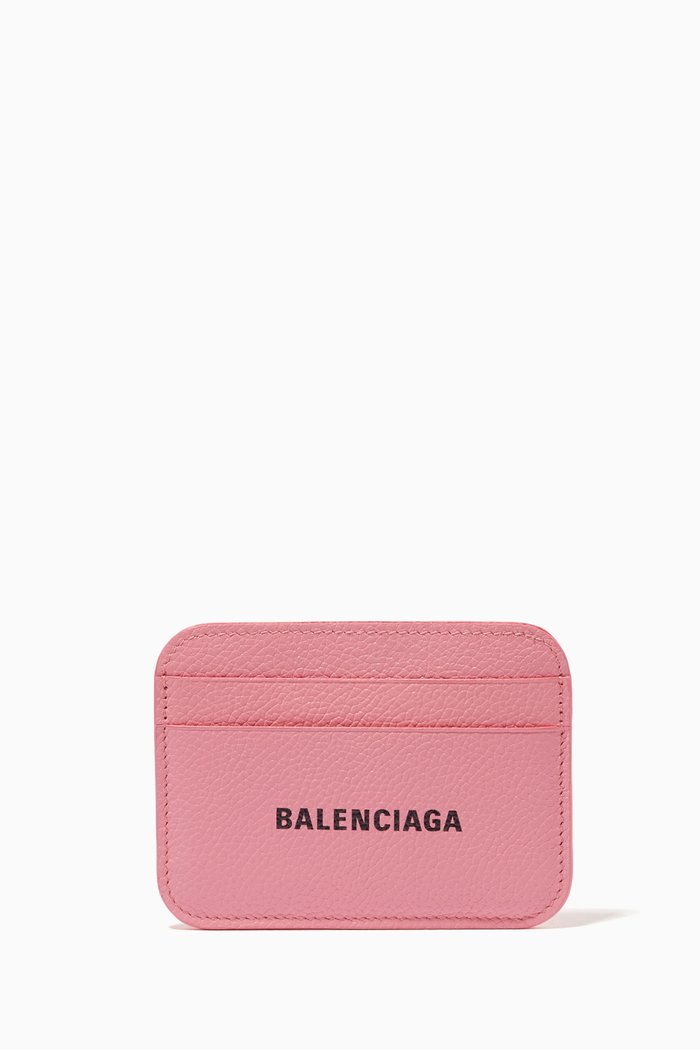 

Cash Card Holder in Grained Calfskin, Pink
