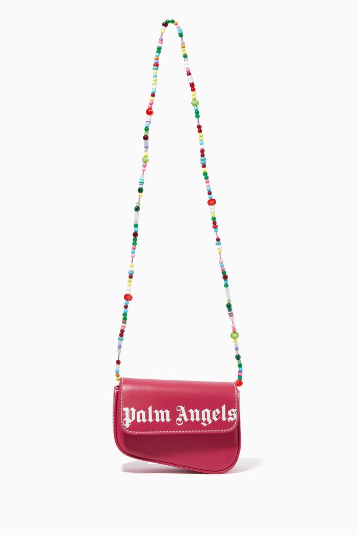 

Mini Crash Asymmetric Beaded Shoulder Bag in Leather, Pink