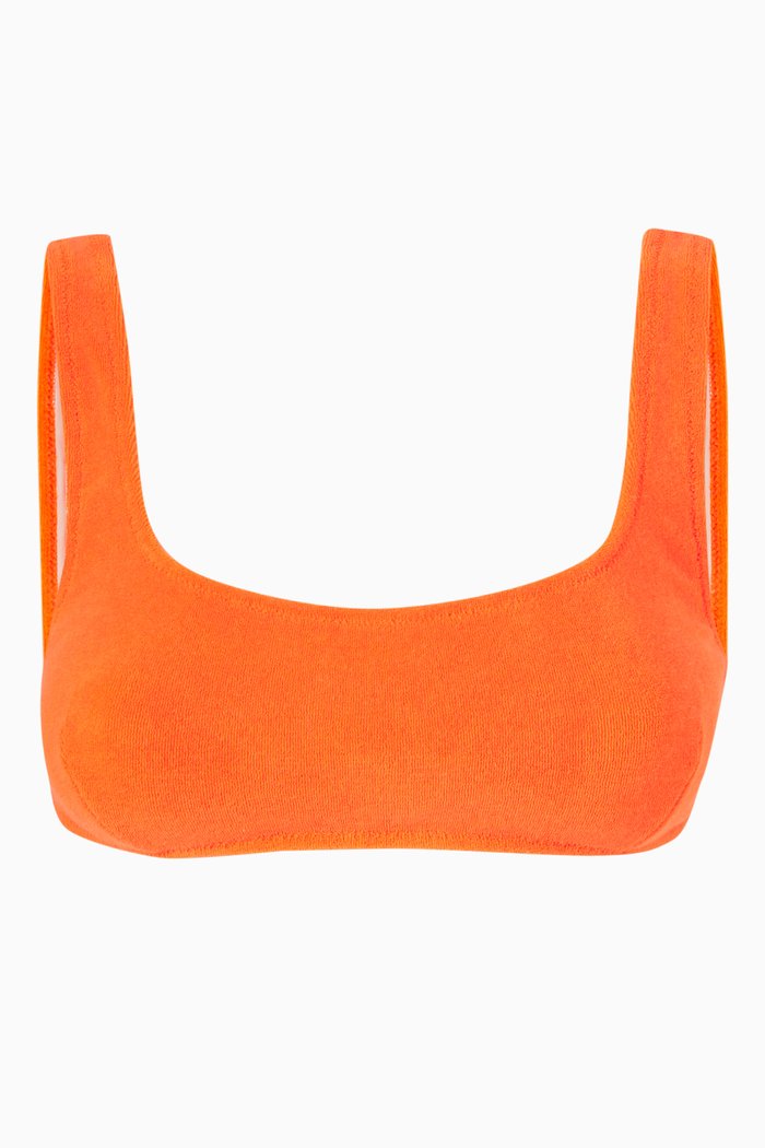 The Estelle Bikini Top in Terrycloth, Orange