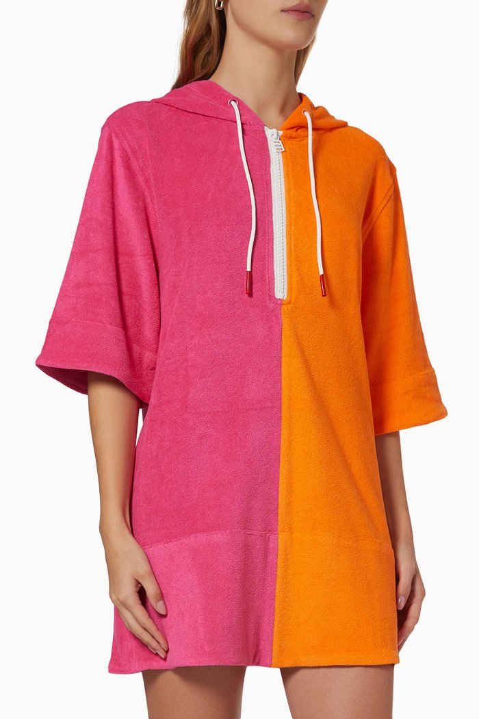 

The Zip Hoodie Dress in Cotton Terry, Orange