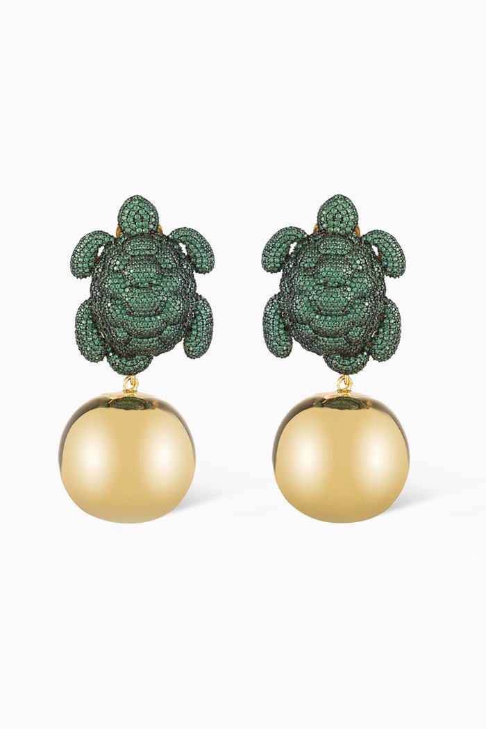 Caretta Party Clip Earrings in 24kt Gold-plated Bronze, Yellow