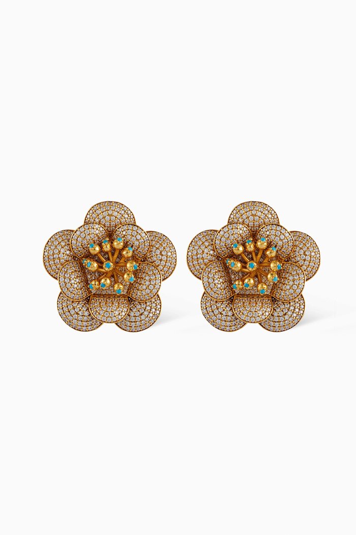 

Carnation Clip Earrings in 24kt Gold-plated Bronze, Yellow