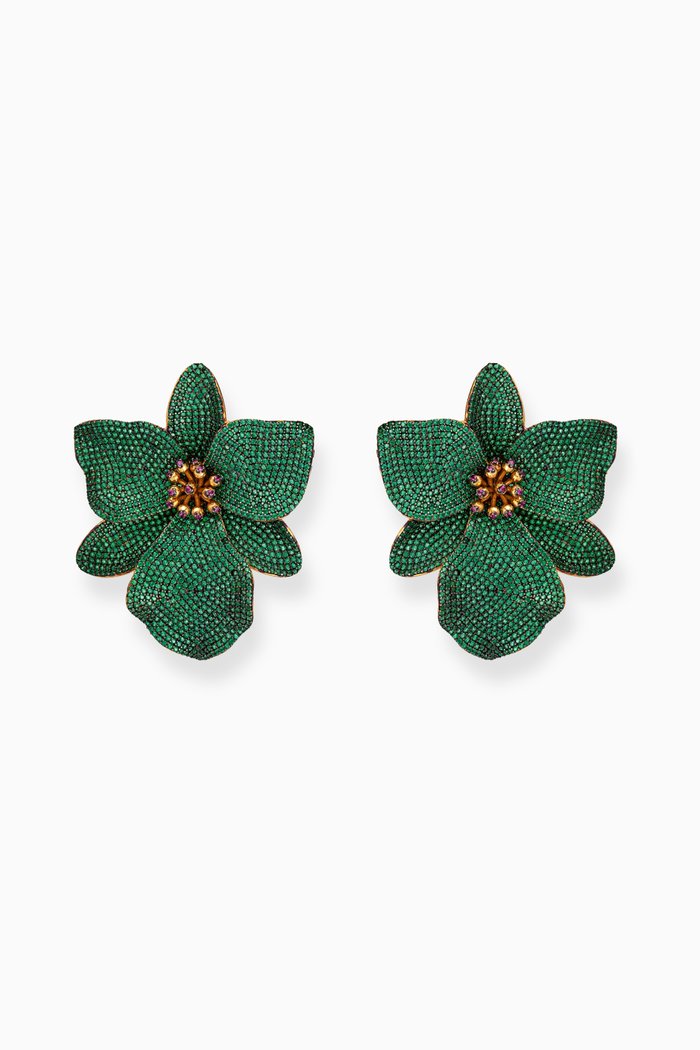 

Singapore Orchids Clip Earrings in 24kt Gold-plated Bronze, Yellow