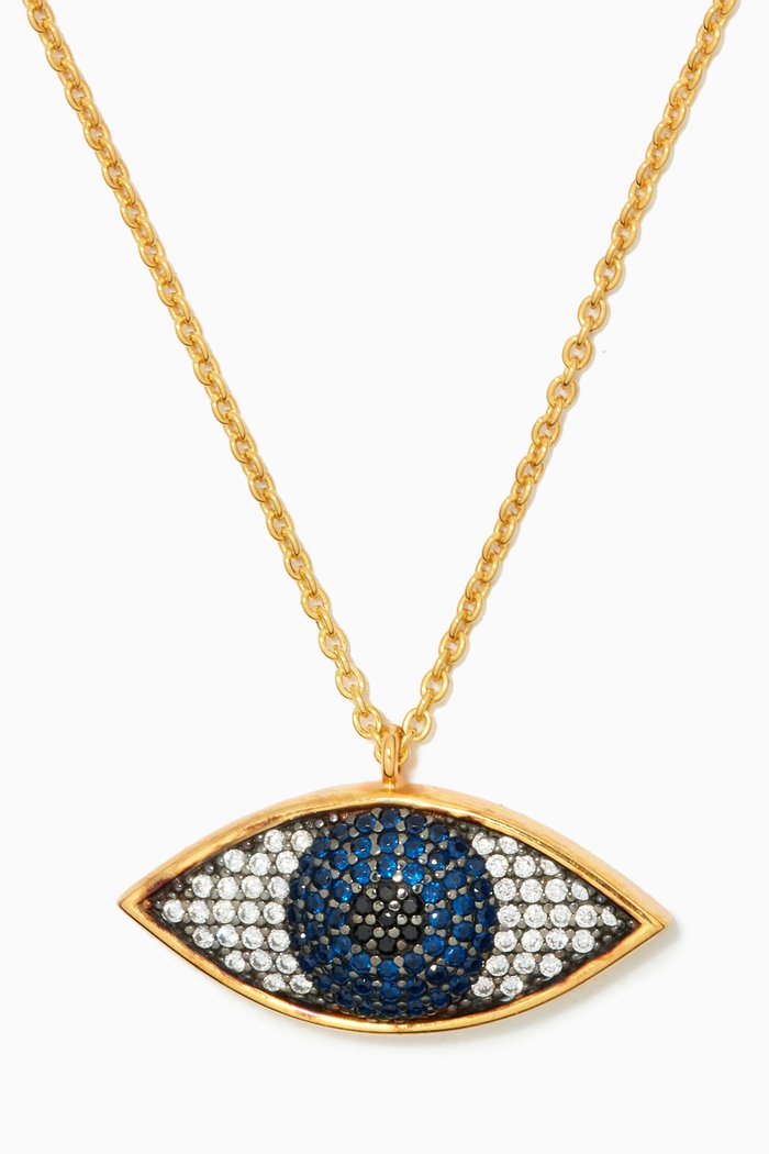 

Nazar Mini Necklace in 24kt Gold-plated Bronze, Blue