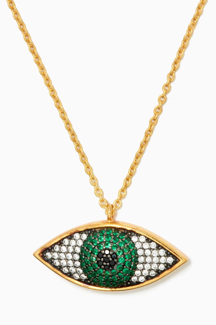 

Nazar Mini Necklace in 24kt Gold-plated Bronze, Green