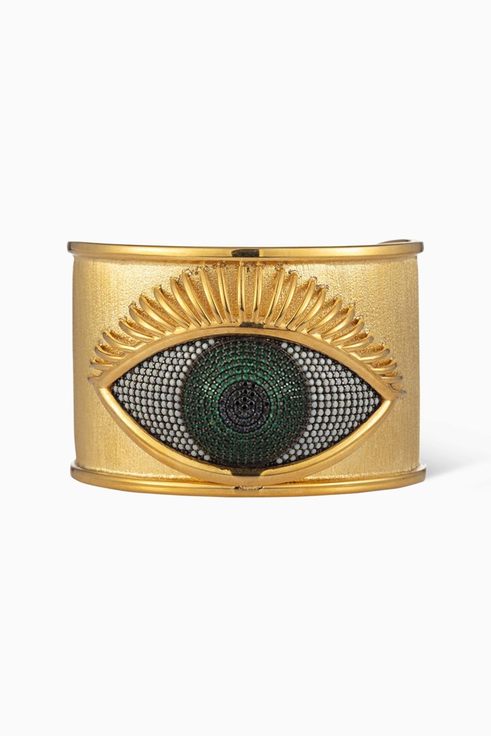

Evil Eye Cuff Bracelet in 24kt Gold-plated Bronze, Yellow