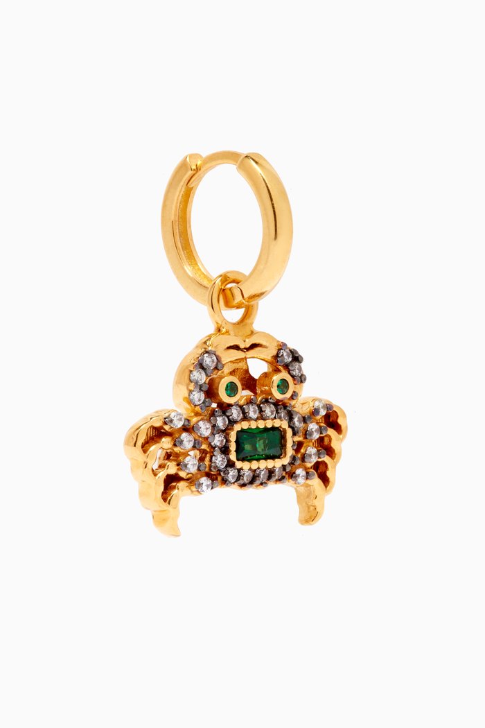 

King Crab Hoop Single Earring in 24kt Gold-plated Bronze, Yellow