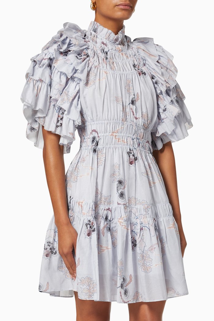 

Adrienne Dress in Cotton Silk Dobby, Blue