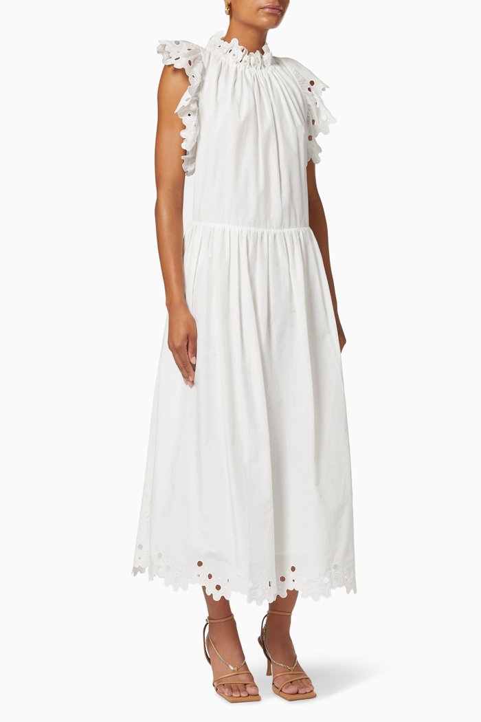

Corinne Midi Dress in Silk Cotton Voile, Neutral