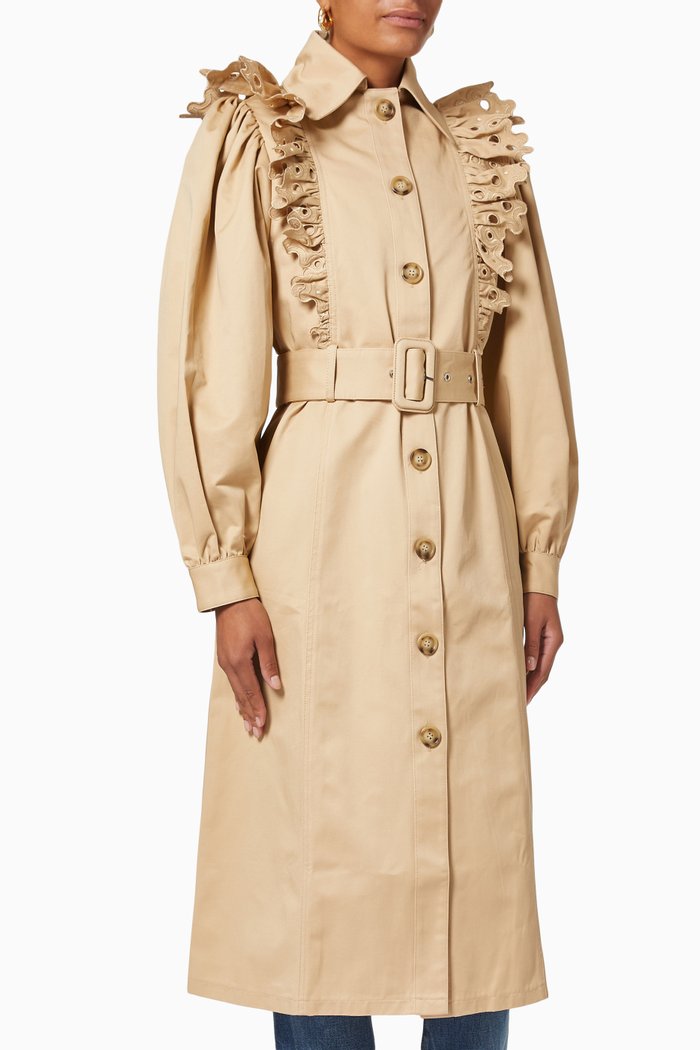 

Tilia Trench Coat in Cotton Twill, Neutral