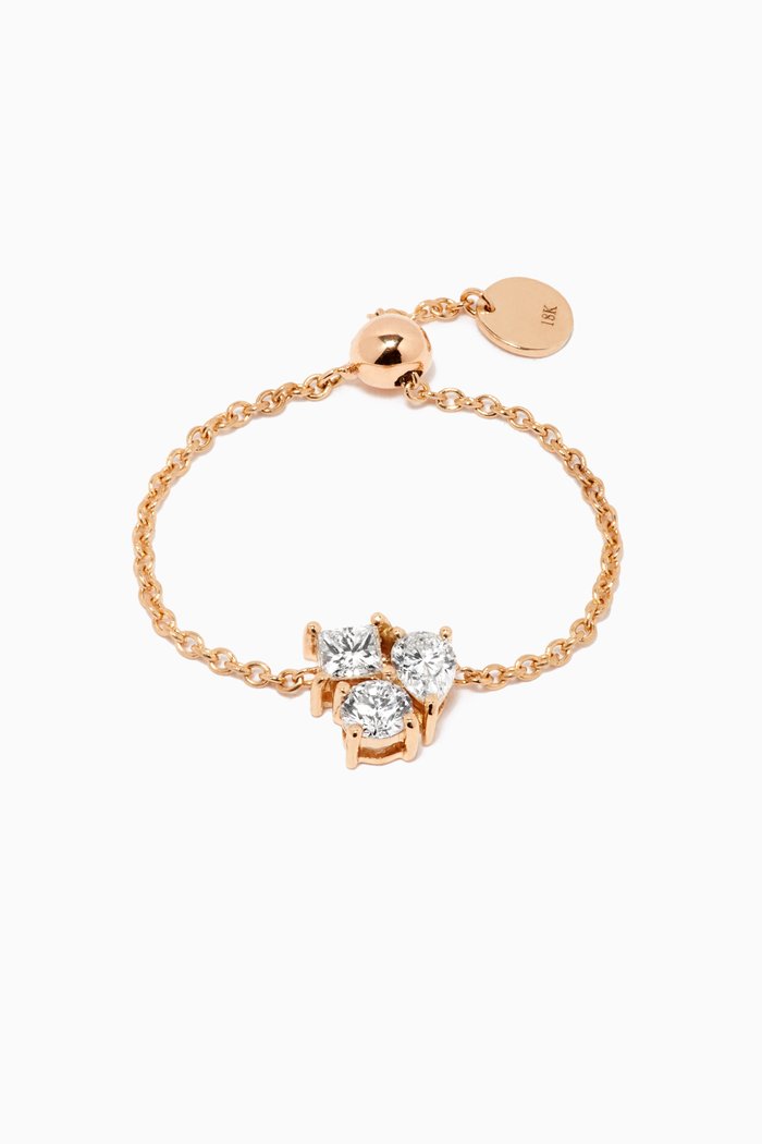 

x Almasati Trio Sparkle Diamond Chain Ring in 18kt Yellow Gold