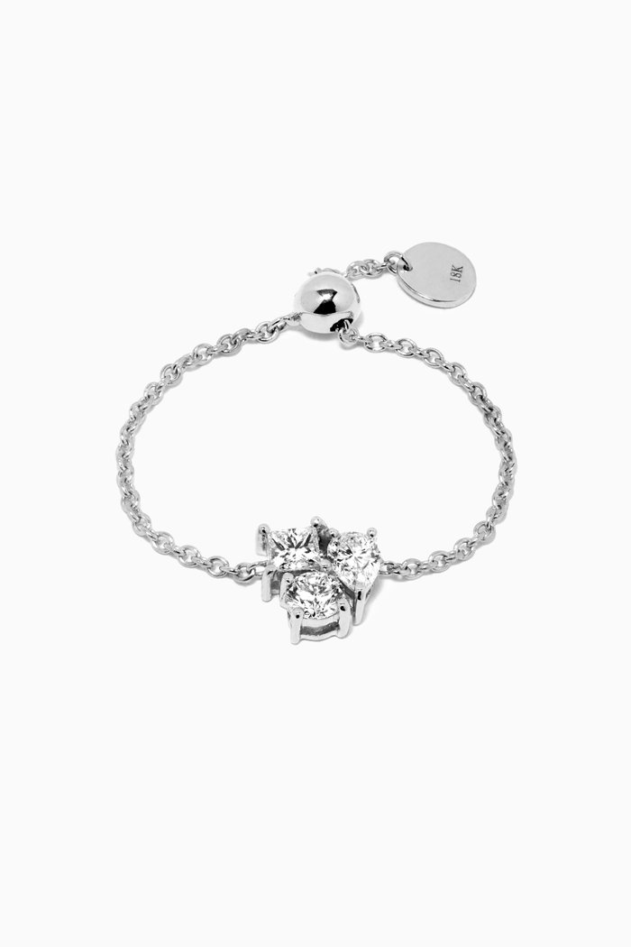 

x Almasati Trio Sparkle Diamond Chain Ring in 18kt White Gold