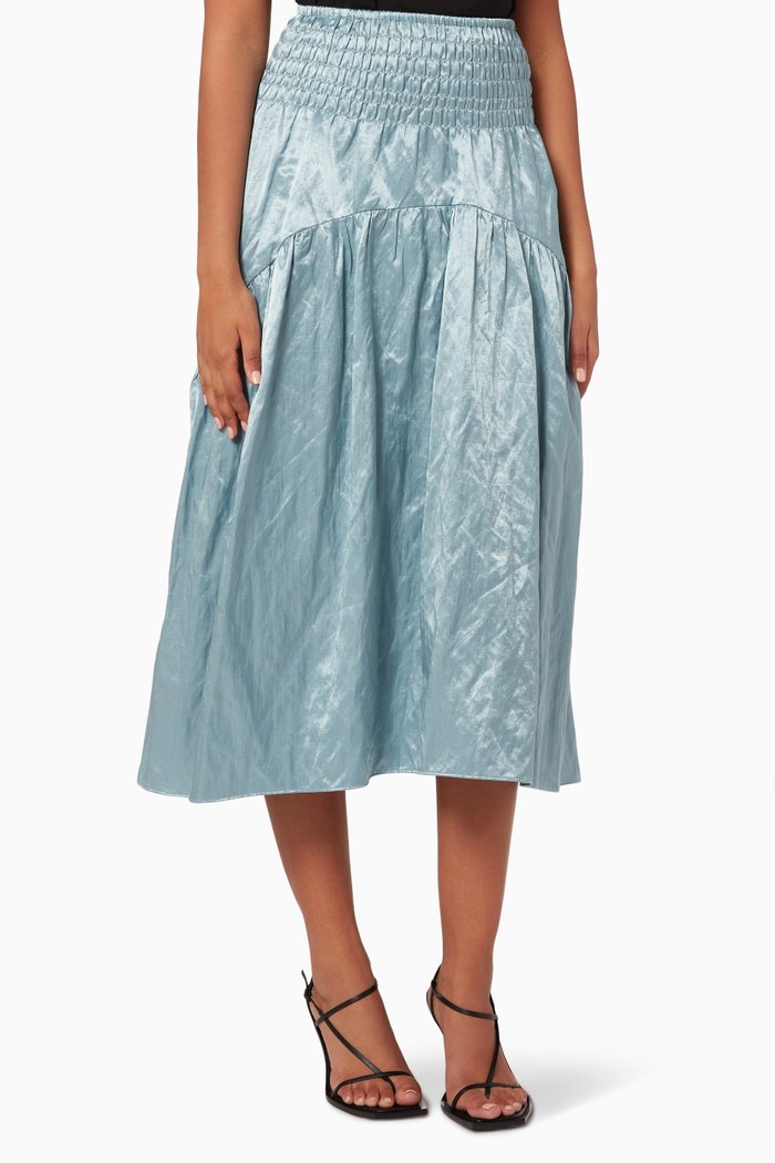 

Smocked Tiered Skirt, Blue