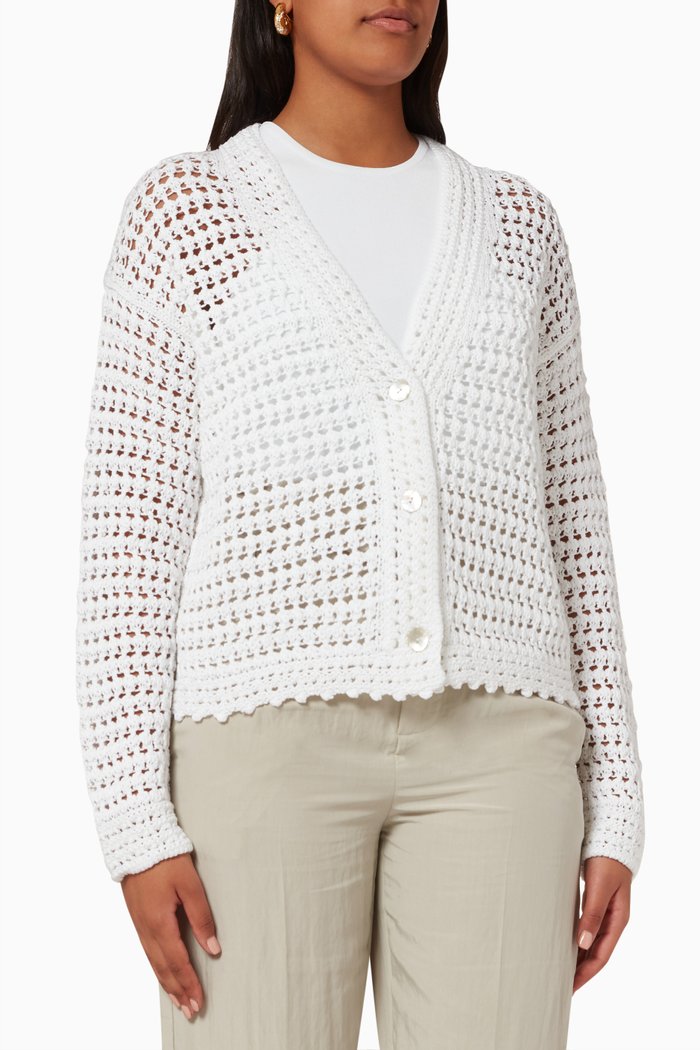 

Crochet Cardigan in Cotton, White