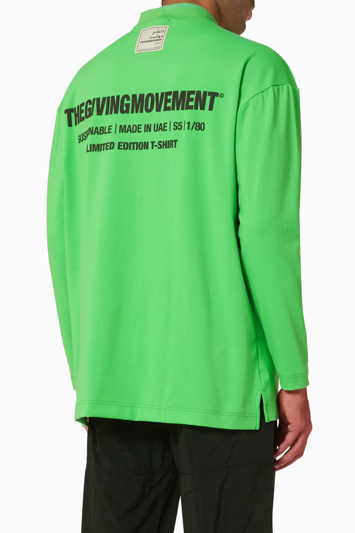 

High Neck T-shirt in Recycled Polyester, Green