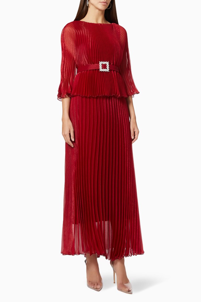 

Pleated Maxi Dress, Burgundy