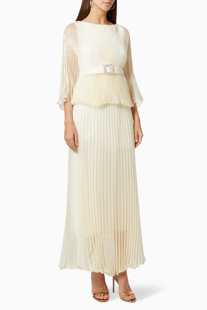 

Pleated Maxi Dress, Neutral