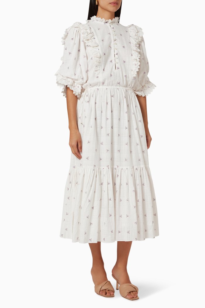 

Florence Dress in Textured Cotton, White