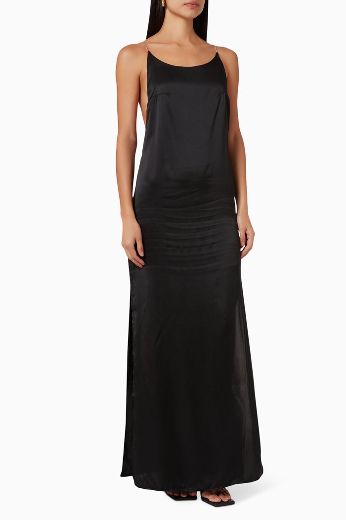 

Glam Maxi Dress in Viscose Silk, Black