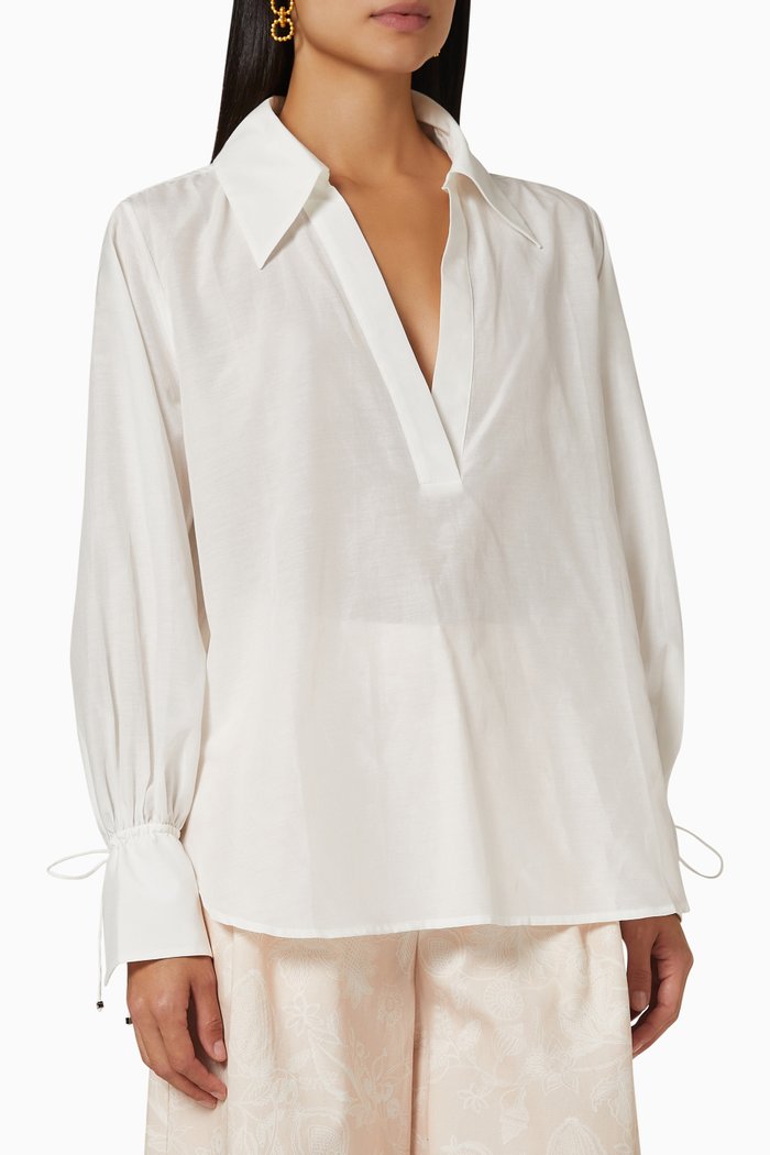 

Lola Shirt in Cotton & Silk Blend, Neutral