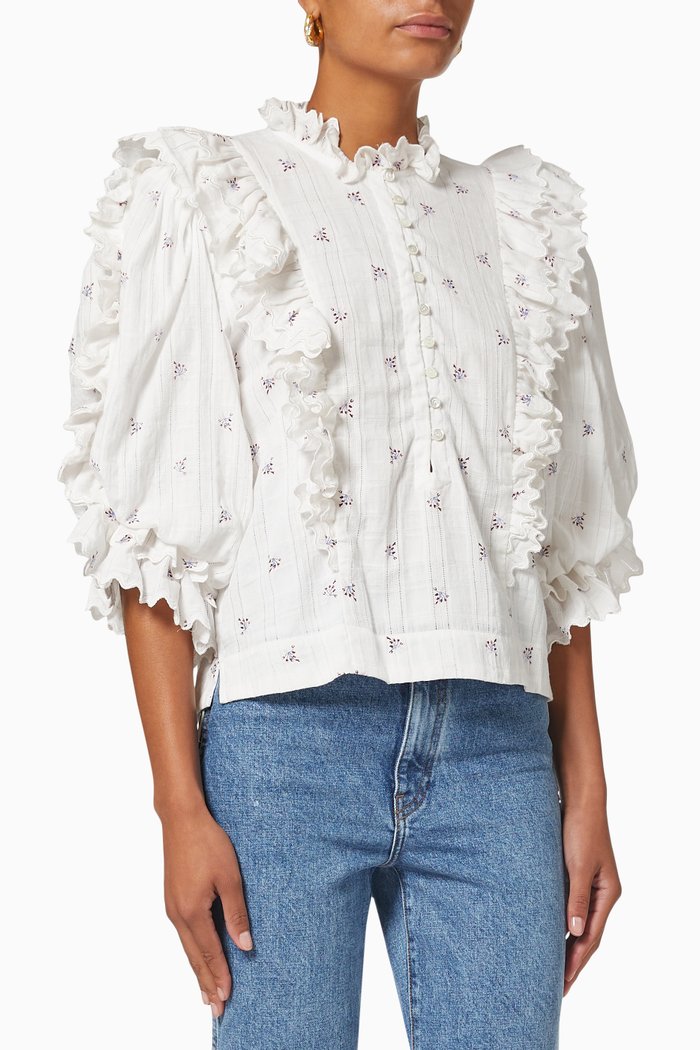 

Florence Top in Textured Cotton, White