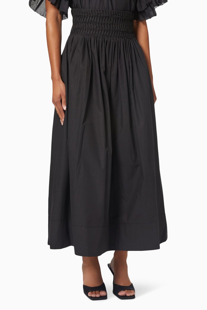 Odella Skirt in Cotton Poplin, Black