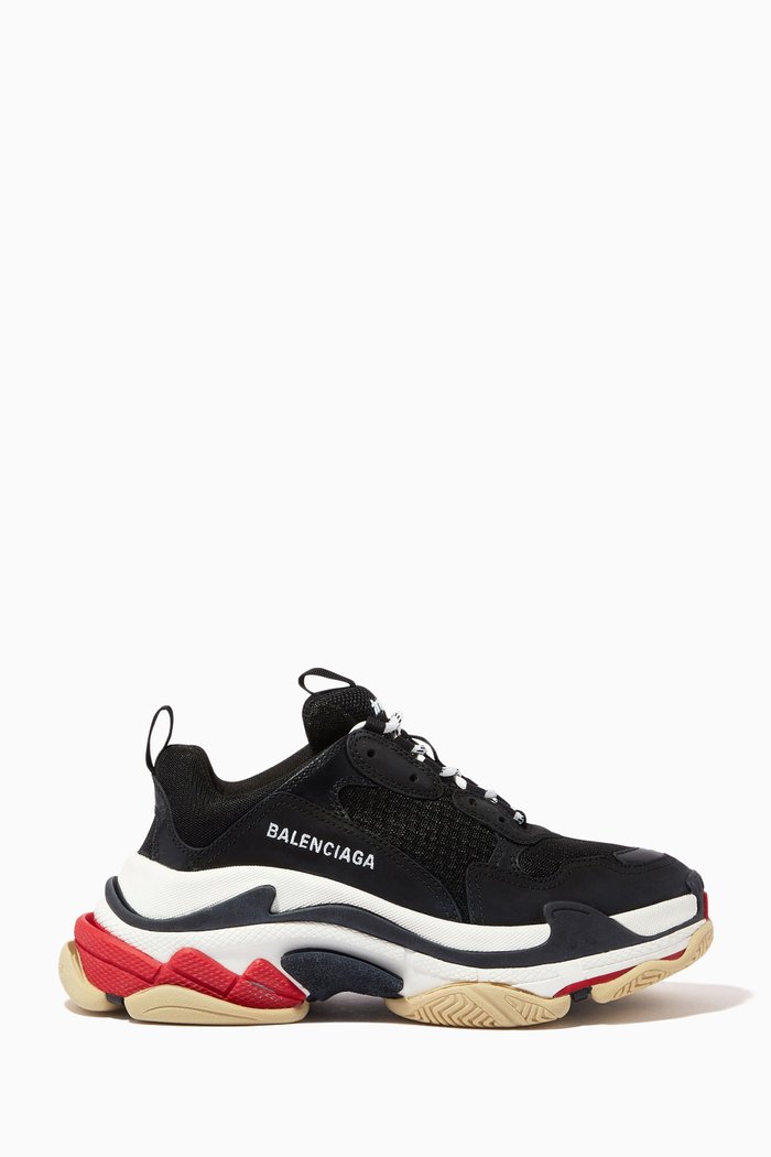 

Triple S Sneakers in Calfskin & Mesh, Black
