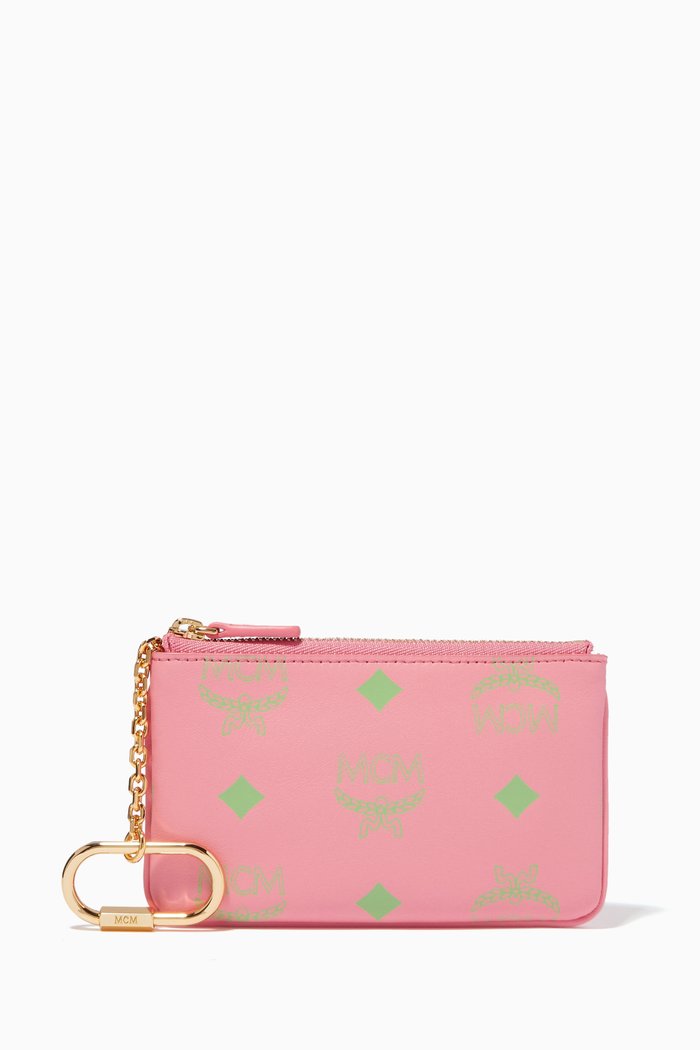 

Mini Key Pouch in Color Splash Logo Leather, Pink