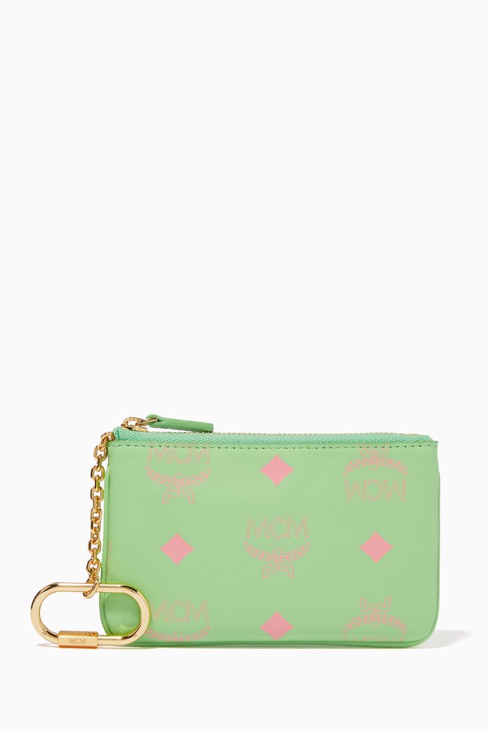 

Mini Key Pouch in Color Splash Logo Leather, Green