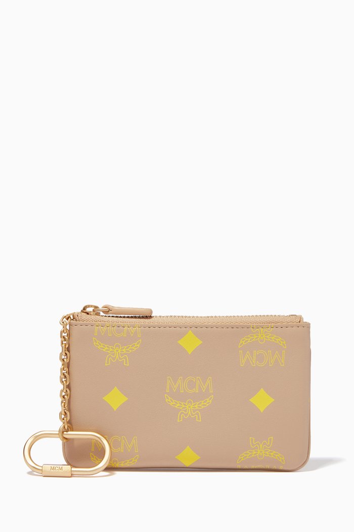 

Mini Key Pouch in Color Splash Logo Leather, Brown