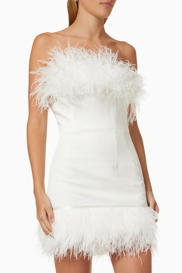 

Lola Feather Mini Dress, White