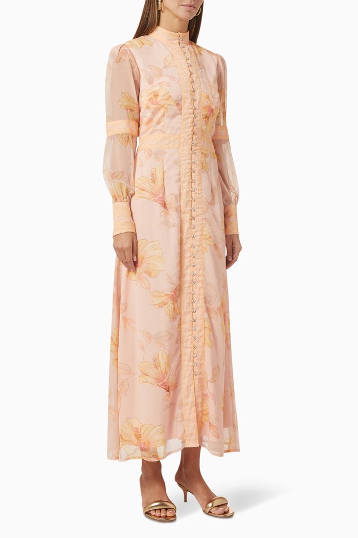 Emerson Floral-print Maxi Dress in Recycled Fabric, Orange