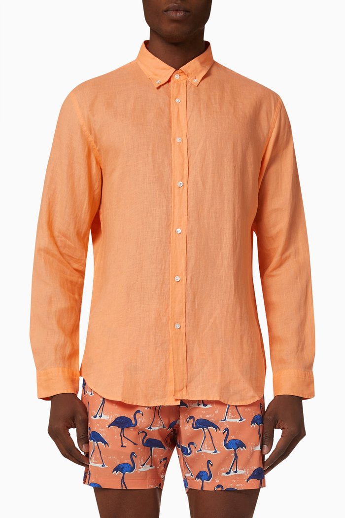 

Martin Shirt in Linen, Orange