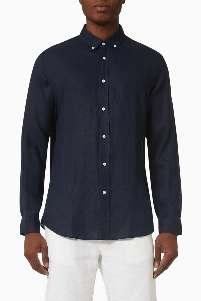 

Martin Shirt in Linen, Blue