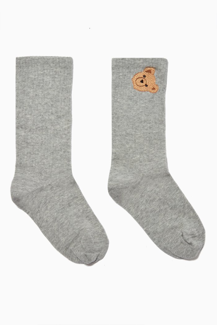 Bear High Socks in Cotton Blend, Grey