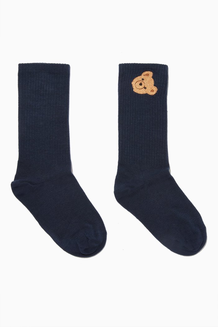 

Bear High Socks in Cotton Blend, Blue