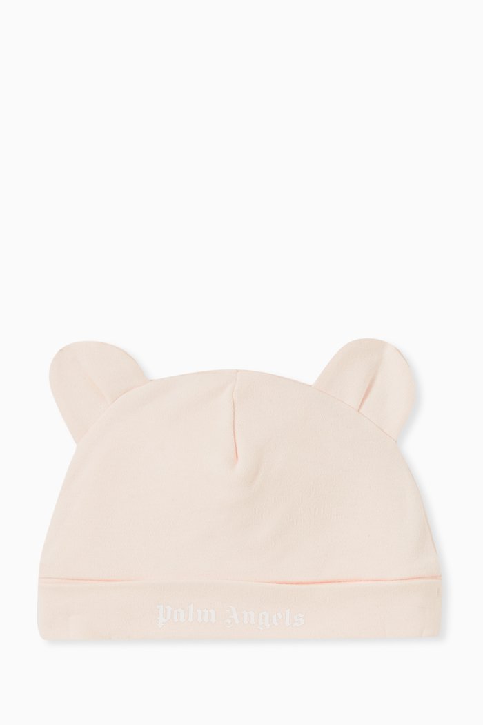 Bear Silhouette Beanie in Virgin Wool Knit, Pink