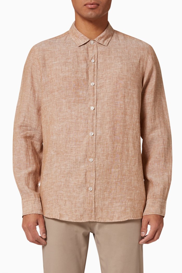 

Toronto Long Sleeve Shirt in Linen, Brown