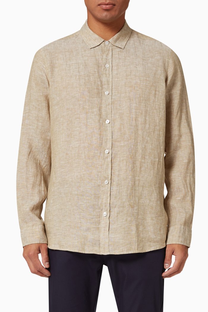 

Toronto Long Sleeve Shirt in Linen, Green