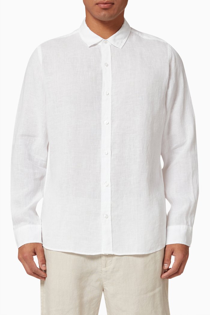 

Toronto Long Sleeve Shirt in Linen, White