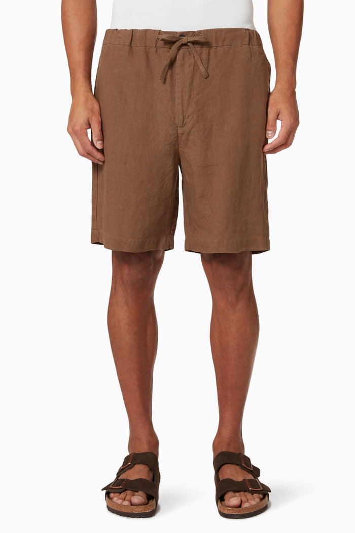 

Tivoli Drawstring Shorts in Linen, Brown