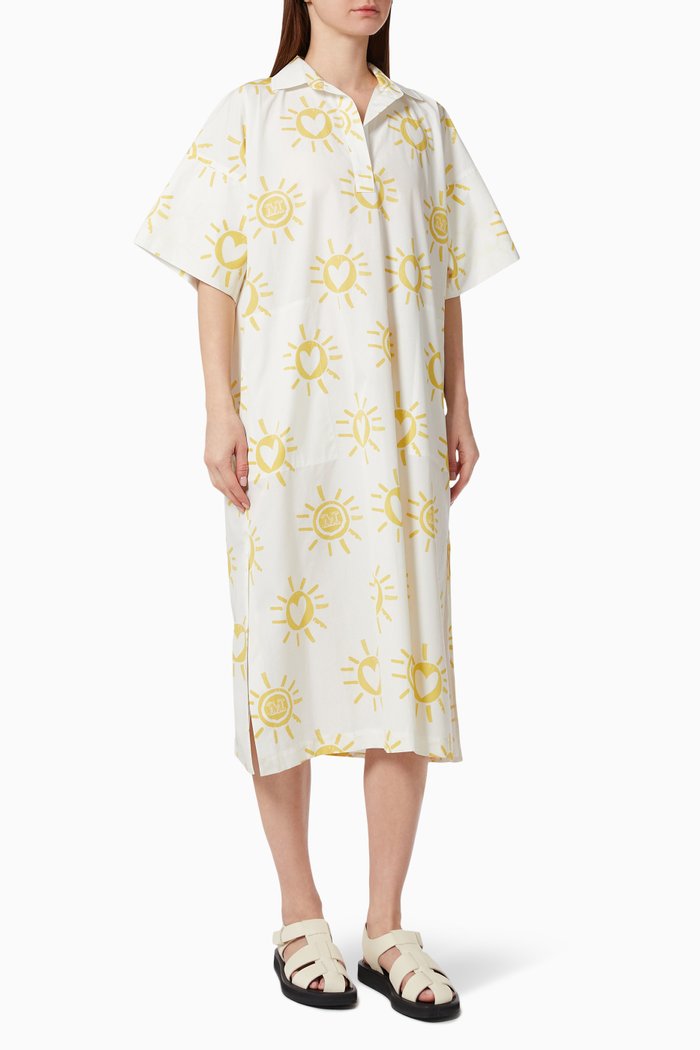 

Alton Pop Print Dress in Cotton Poplin, White