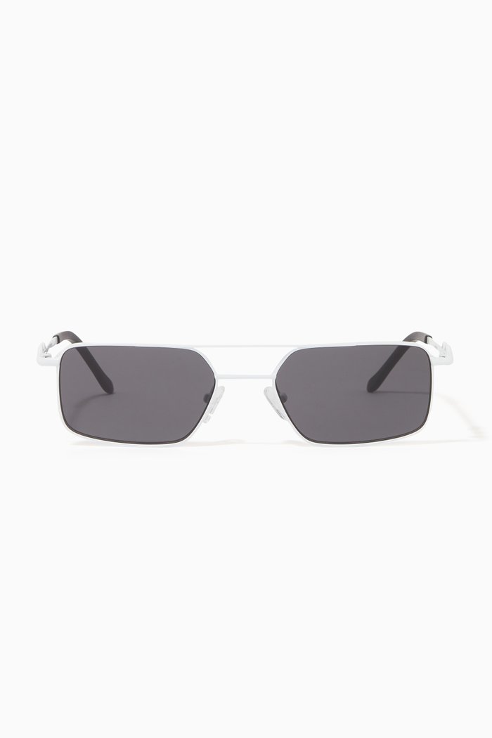 

Devon Rectangular Sunglasses in Metal, White