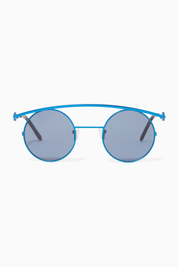 

Retro XL Round Sunglasses in Metal, Blue