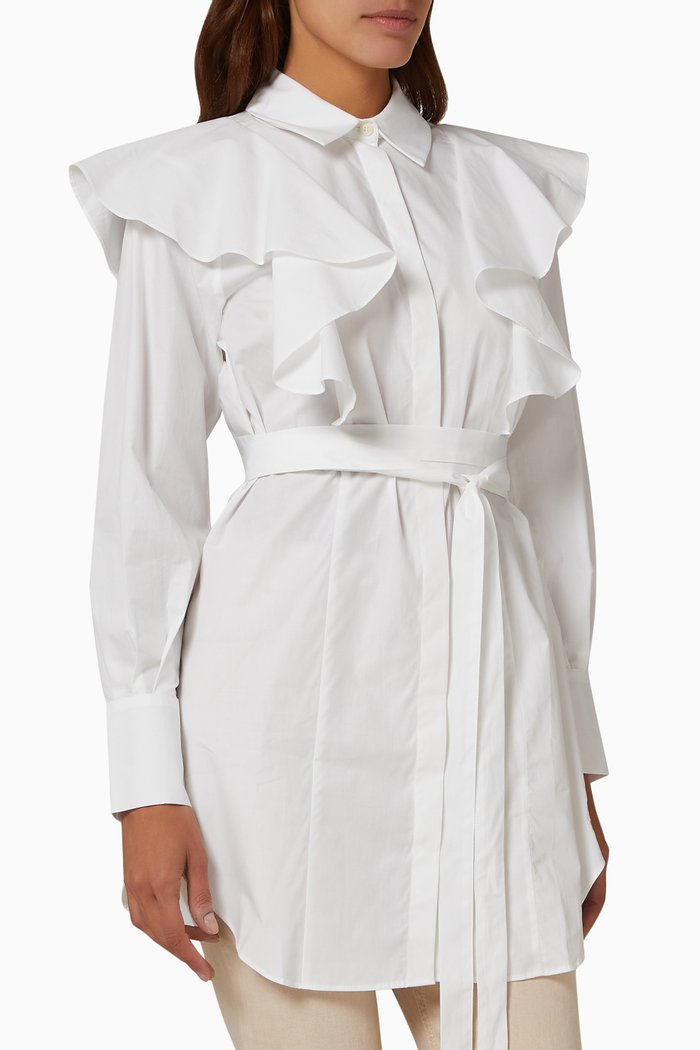 

Sarelia Exaggerated Frill Shirt in Cotton, White